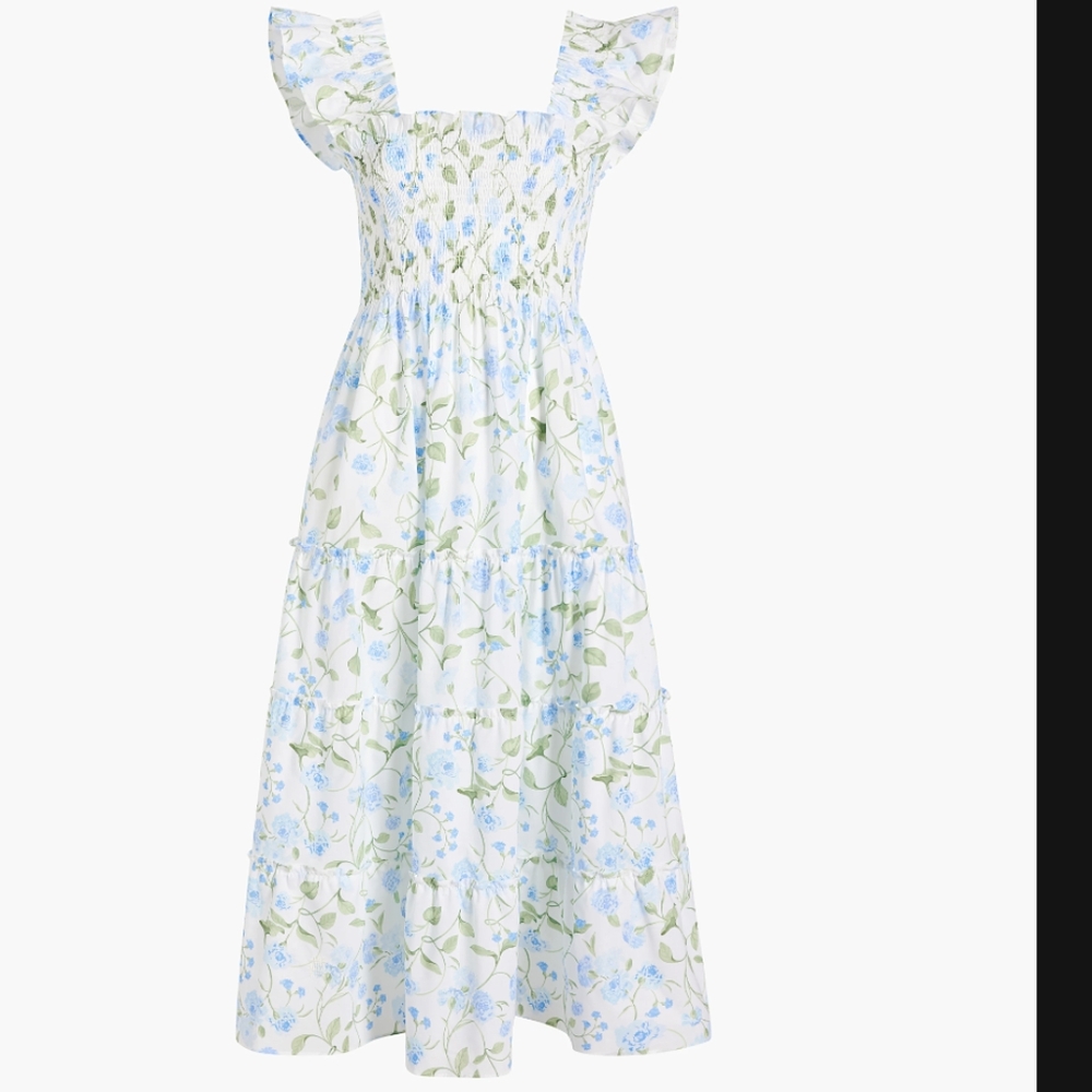 NWT Hill House Ellie Nap Dress XXL in Blue/Green Peony Bouquet